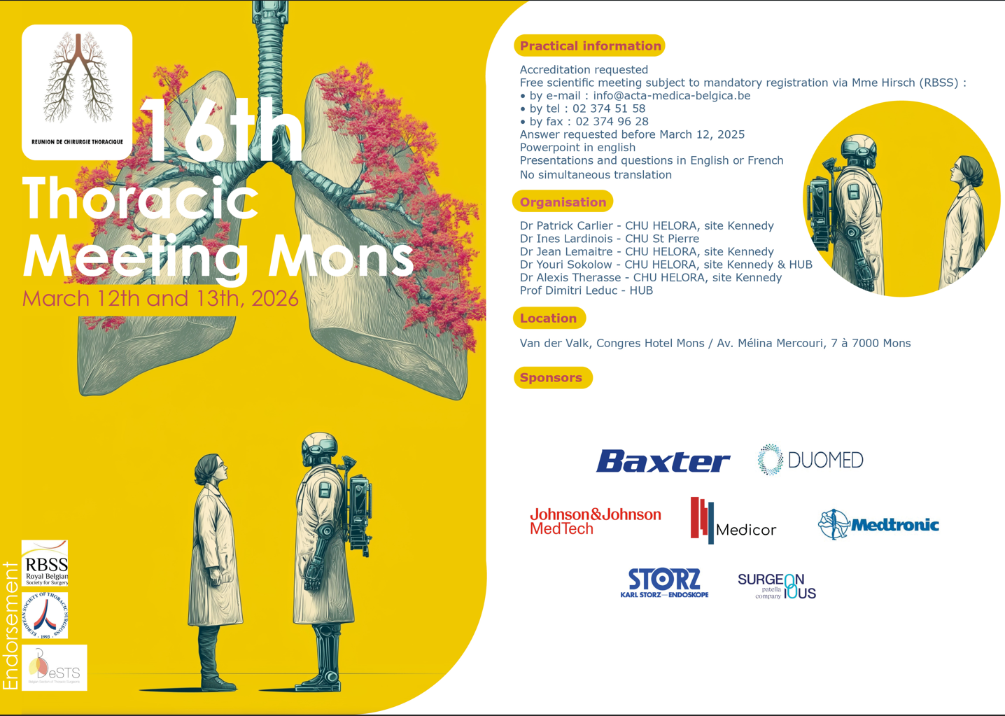 16th Thoracic Meeting Mons - Endorsed by the European Society of Thoracic Surgeons (ESTS)  