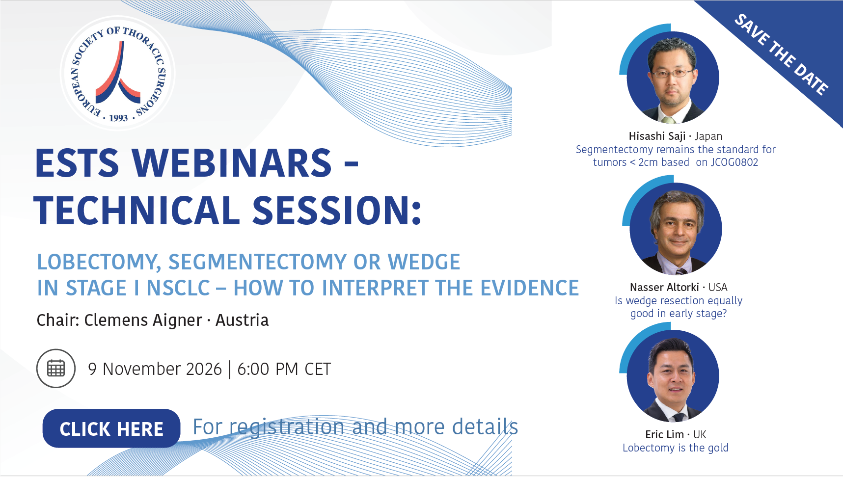 ESTS Webinar | Lobectomy, Segmentectomy or Wedge Resection in Stage I NSCLC 
