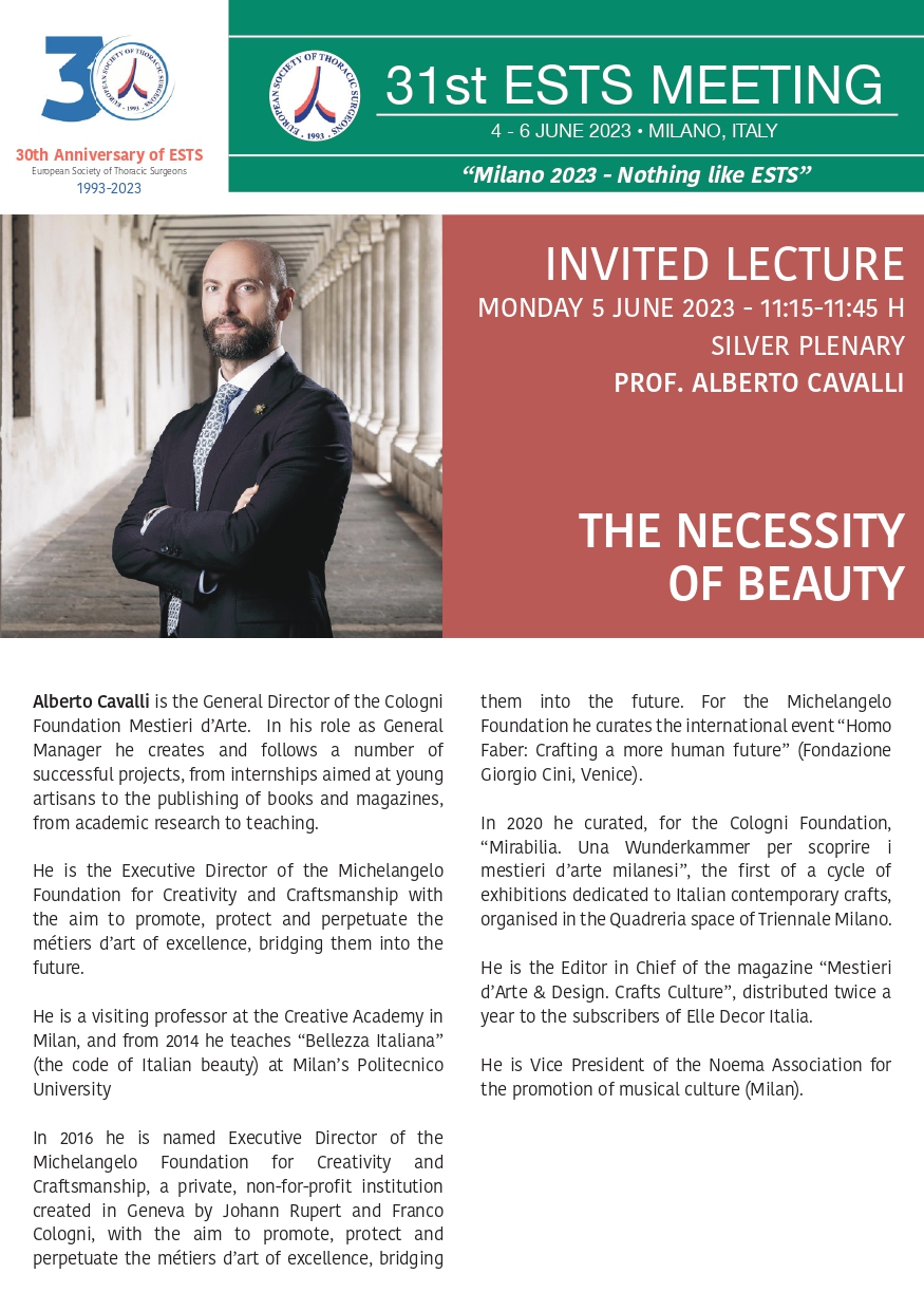 Invited Lecture - The Necessity of Beauty,  Prof Alberto Cavalli image