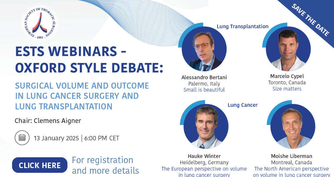 ESTS Webinar: Surgical Volume and Outcome in Lung Cancer Surgery and Lung Transplantation image