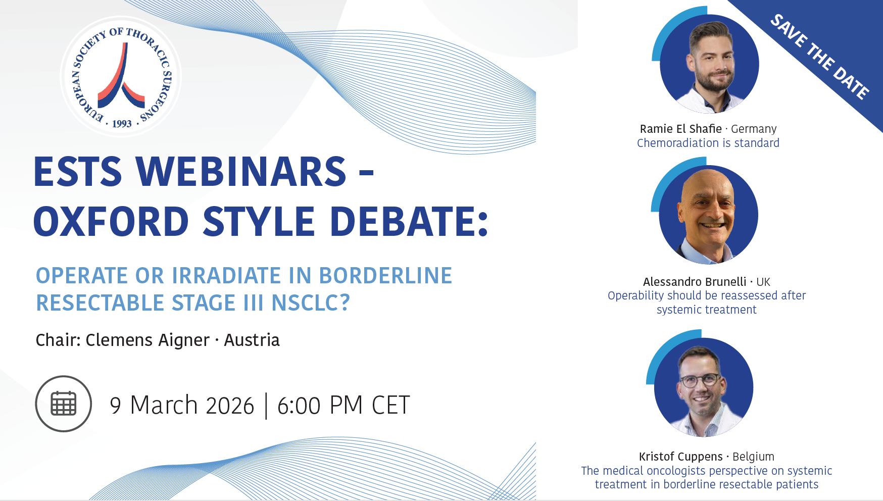 ESTS Webinar: Operate or Irradiate in Borderline Resectable Stage III NSCLC? image
