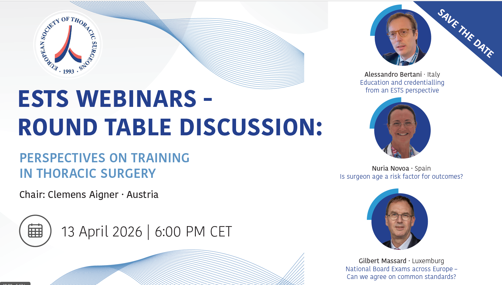 ESTS Webinar: Perspectives on Training in Thoracic Surgery image