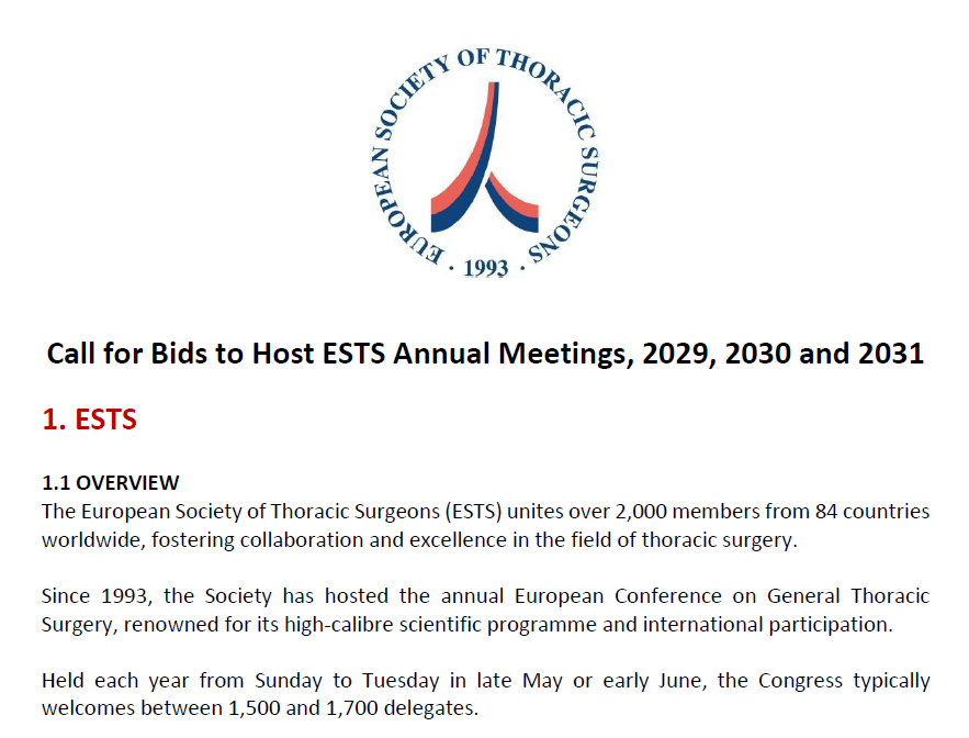 Call for Bids to Host ESTS Annual Meetings, 2029, 2030 and 2031 image