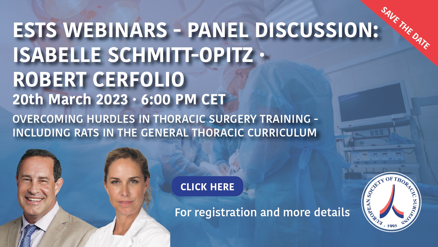 Next ESTS Webinar Monday 20 March 2023:  Overcoming hurdles in thoracic surgery training - including RATS in the general thoracic curriculum image