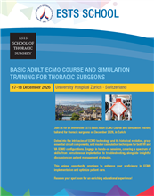Registration Now Open: ESTS Basic Adult ECMO Course and Simulation Training – Zurich, 17–18 December 2026