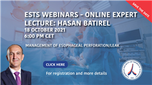 The ESTS 2021-2022 Webinar Program starts on Monday 18 October 2021: